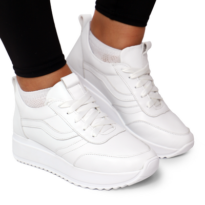 Кросівки жіночі білі шкіряні 184 184- F.w.spr - 7 фото