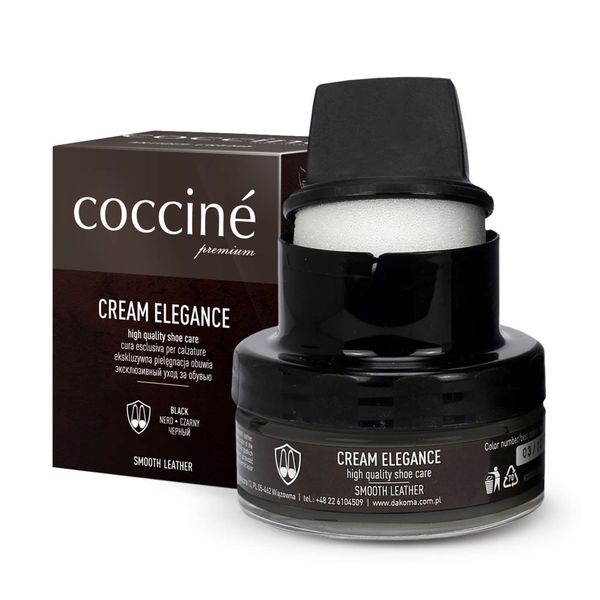 COCCINE KREM ELEGANCE Крем для взуття Ексклюзивний догляд Чорний+губка 50мл 5907546511692 фото