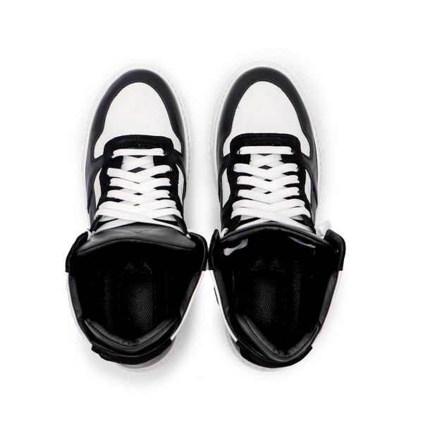 Хайтопи чоловічі чорно-білі шкіряні-замшеві М024 М024-М.Bl_w.K_S фото