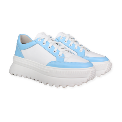 Кросівки жіночі шкіряні біло-блакитні L024 243865 /6 фото