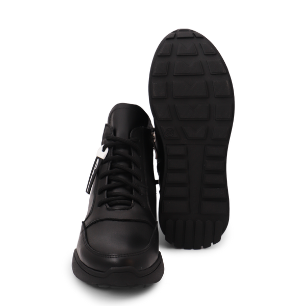 Кросівки жіночі високі чорні шкіряні на байці 156/1 156/1- F.Bl.spr фото