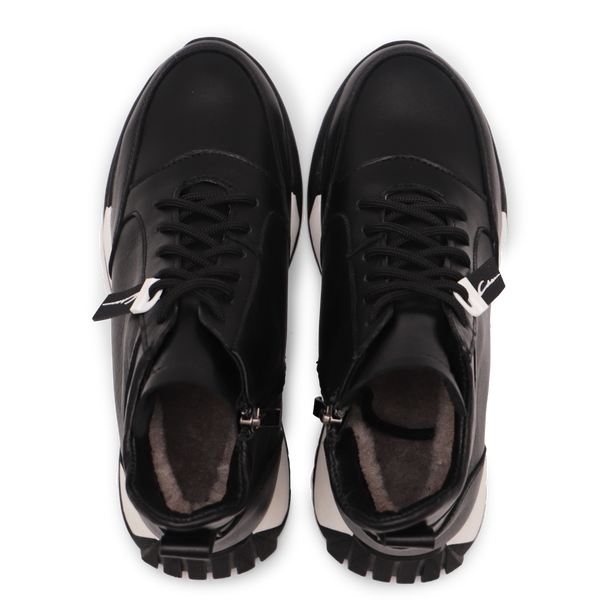 Кросівки жіночі високі чорні шкіряні на хутрі 156/1 156/1- F.Bl. - 7 фото