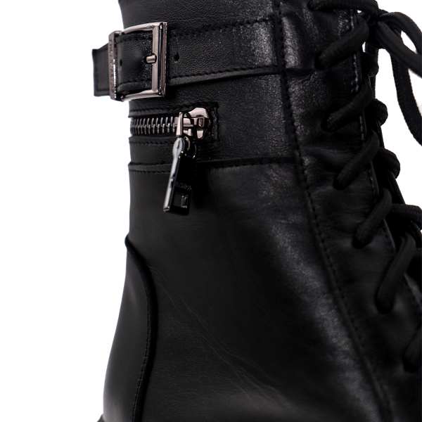 Черевики жіночі високі чорні шкіряні на хутрі A40 А40- F.Bl. - 7 фото